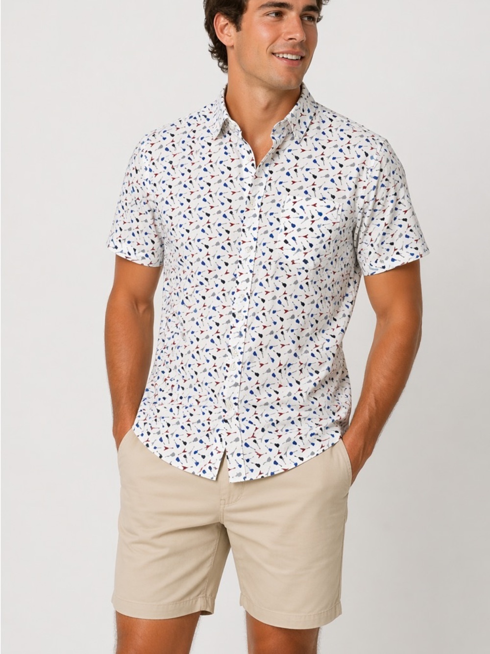 Ben Sherman White Shirt with Multicolor Pattern